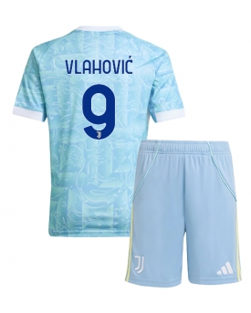 Juventus Dusan Vlahovic #9 Maglia Gara Trasferta Repliche 2025-26 Bambino Maniche Corte